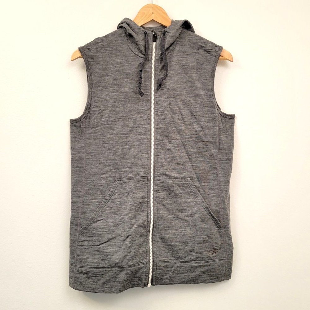 Icebreaker Women’s Mid-Layer Hooded Full Zip Vest L Merino Wool sleeveless top